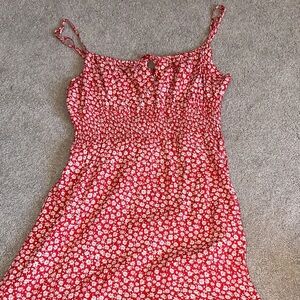Red Floral Mini Dress with Spaghetti Straps